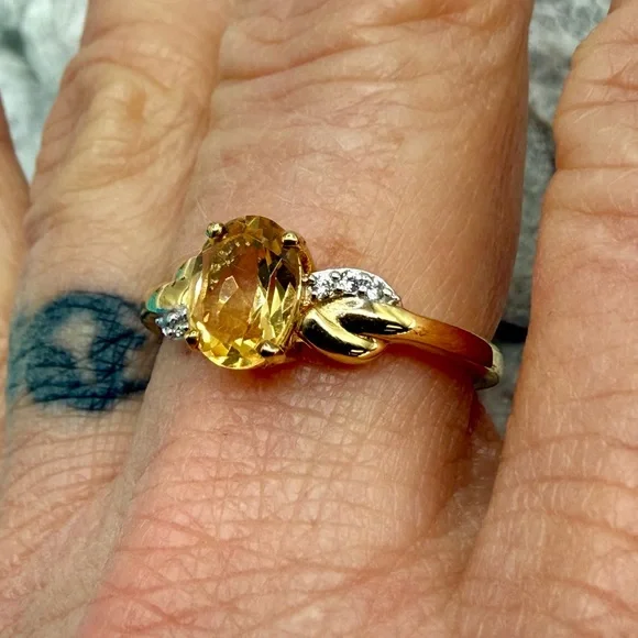 Brazilian Citrine Ring 1.25CTW 14K YG Over 925 Silver Sz 9 NWT - Picture 12 of 17